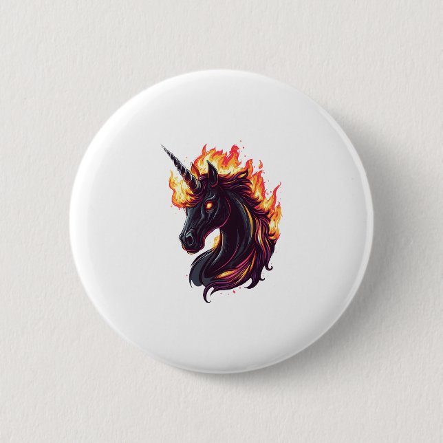 Fire & Flame Unicorn (1) 2 Inch Round Button (Front)