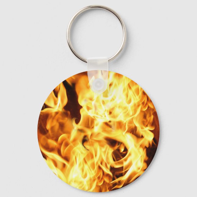 Fire & Flames Burning Fiery Gift Design Keychain (Front)