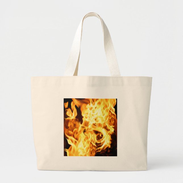 Fire & Flames Burning Fiery Gift Design Large Tote Bag (Front)