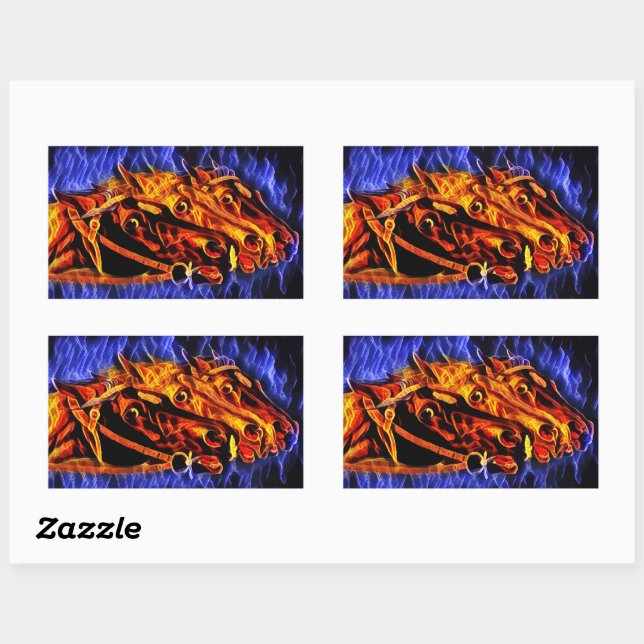 Fire Flames Original abstract Horses animal art Sticker (Sheet)