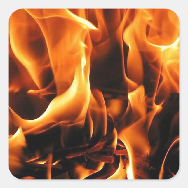 Fire, flames square sticker (Front)