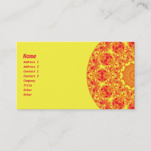 Fire Flower Kaleidoscope Business Card (Front)