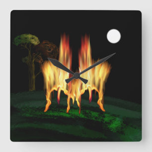 Fire Fly Square Wall Clock
