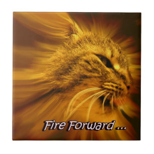 Fire Forward Motivational Cat Ceramic Tile