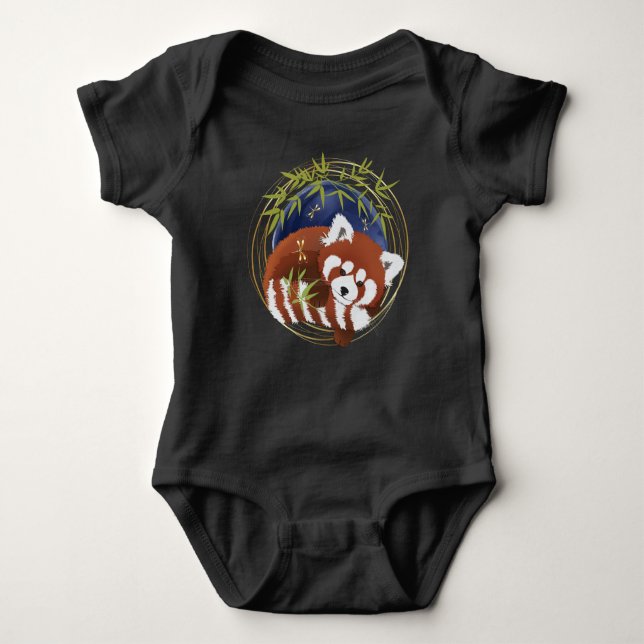 FIRE FOX red panda  baby bodysuit (Front)