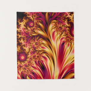 Fire Fractals Vibrant Mesmerizing Cool Trippy Tape Tapestry