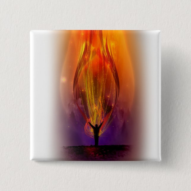 "Fire from Heaven" Flair 2 Inch Square Button (Front)