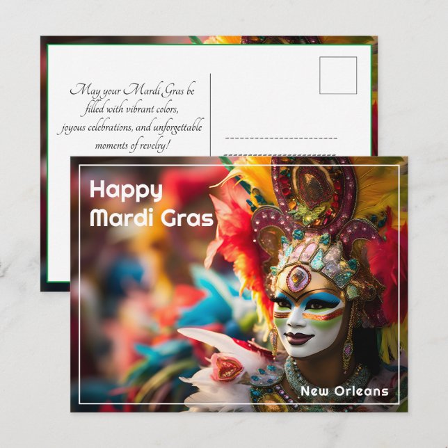 💚💜💛Fire & Gold: Mardi Gras Spectacle Postcard (Front/Back)