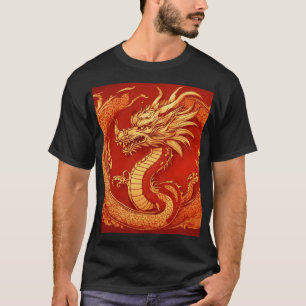 Fire Guardian: Majestic Dragon Tattoo Design T-Shirt