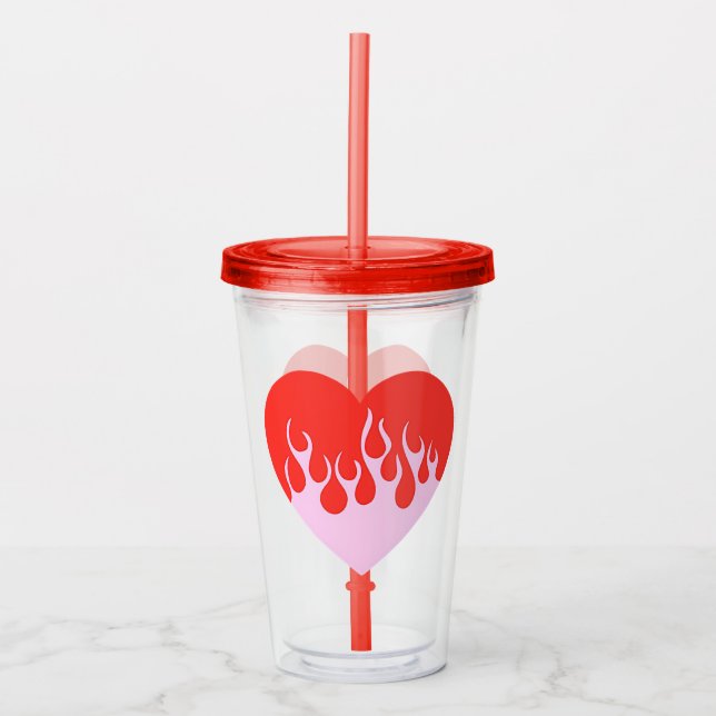 Fire Heart Acrylic Tumbler (Front)