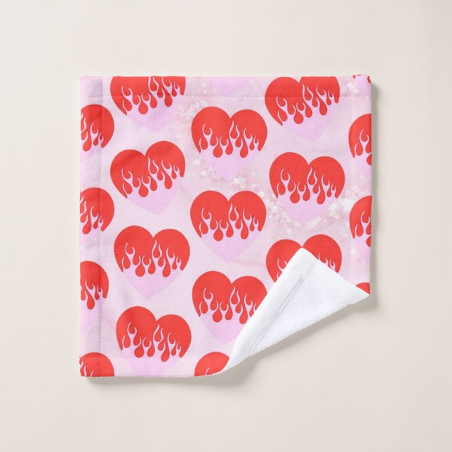 Fire Heart Bath Towel Set (Wash Cloth)