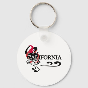 Fire Heart California Keychain