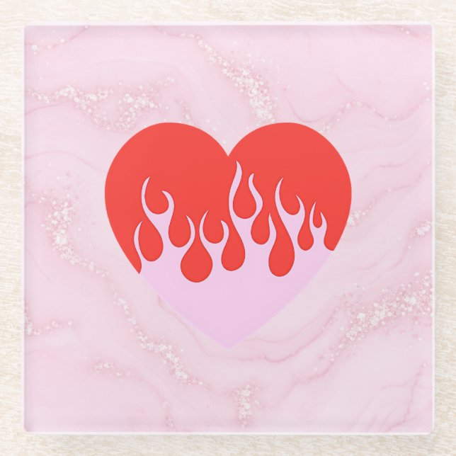 Fire Heart Glass Coaster (Front)