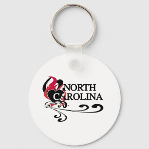 Fire Heart North Carolina Keychain