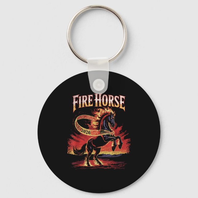Fire Horse 2026 Zodiac Art Chinese New Year  Keychain (Front)
