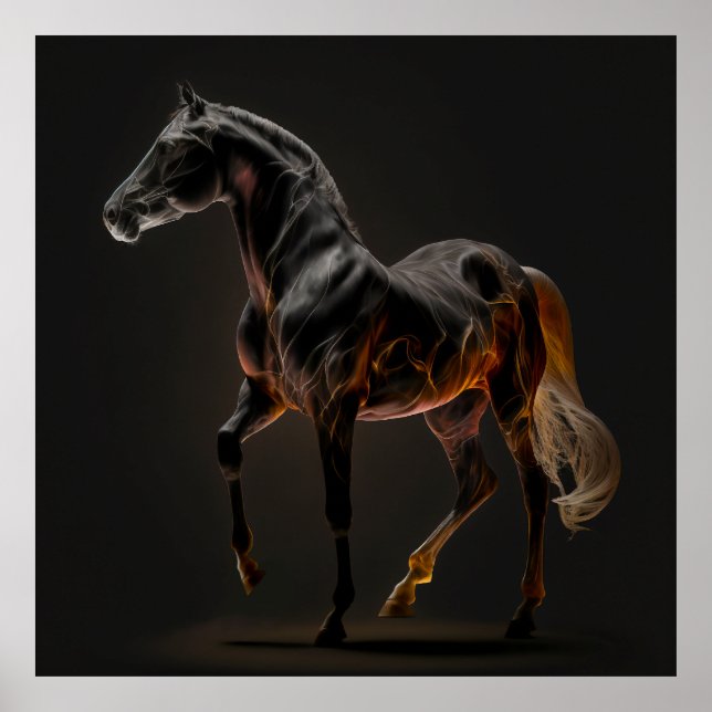 Fire Horse, Abstract Colors , Art Print Wall (Front)