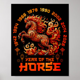 Fire Horse Chinese Zodiac Symbol 2026 Lunar New Ye Poster