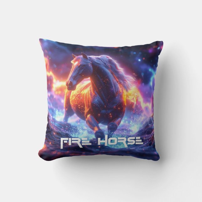 FIRE HORSE - SHENG XIAO -  THROW PILLOW (Front)