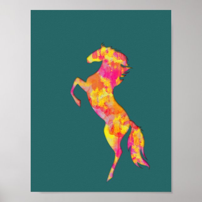 Fire horse silhouette abstract Poster print (Front)