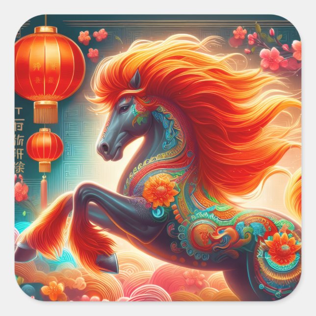 Fire Horse Square Sticker (Front)