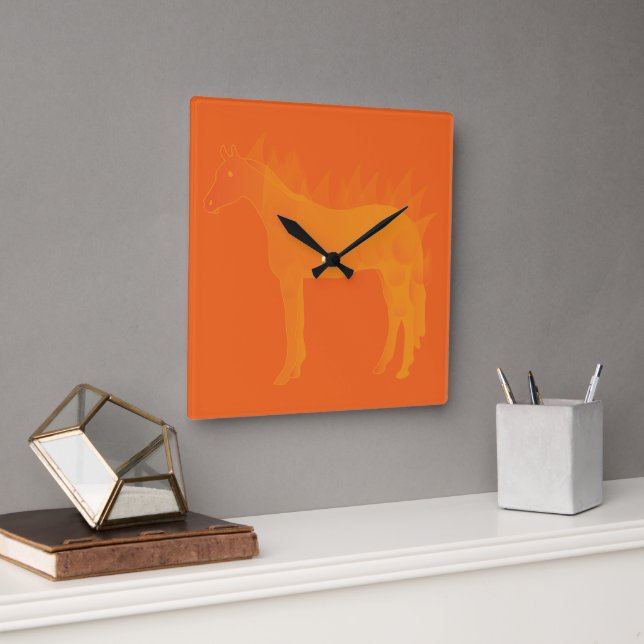 Fire Horse Square Wall Clock (Office)