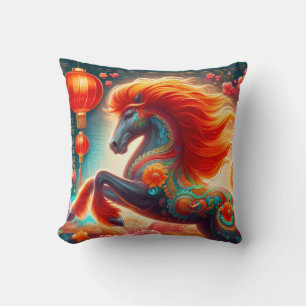Fire Horse Throw Pillow