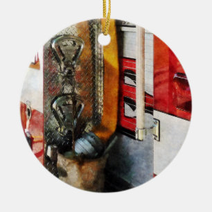 Fire Hose, Bucket and Nozzle Ceramic Ornament