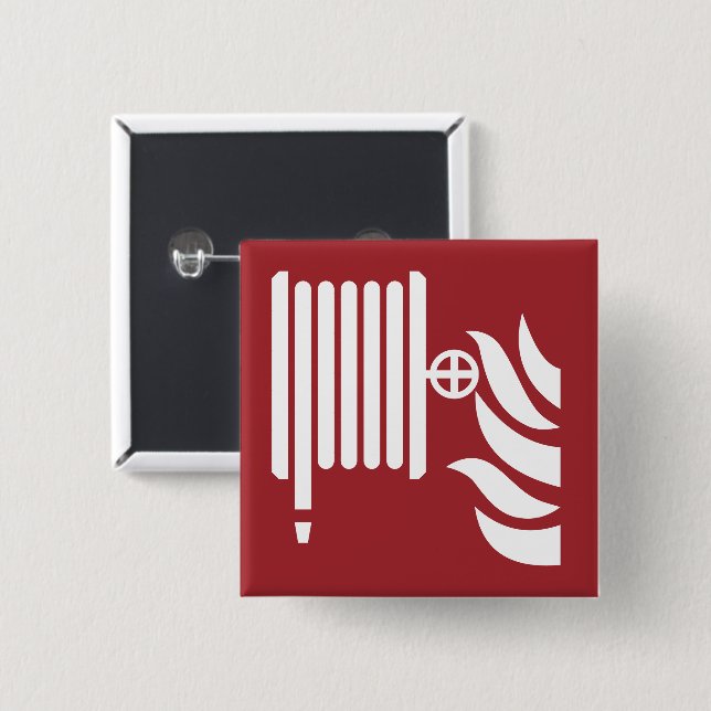 Fire Hose Reel Safety Sign 2 Inch Square Button (Front & Back)