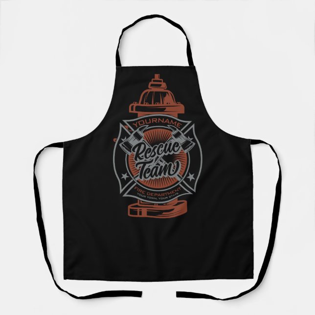 Fire Hydrant ADD NAME Fire Fighter Rescue Team Apron (Front)
