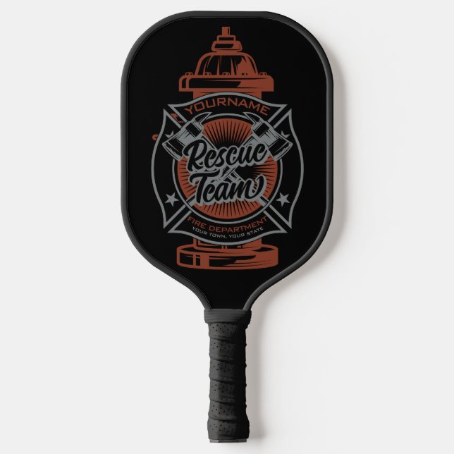 Fire Hydrant ADD NAME Fire Fighter Rescue Team Pickleball Paddle (Front)