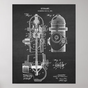 Fire Hydrant Blueprint Patent Art no. 6 Poster