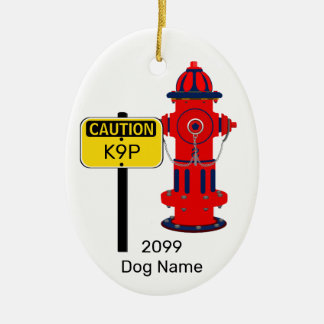 Fire Hydrant Oval Ceramic Dog Puppy Ornament