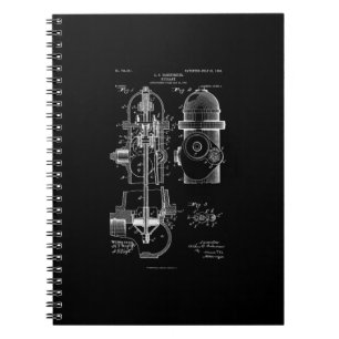 Fire Hydrant Patent Firefighter Gift Men Women Notebook