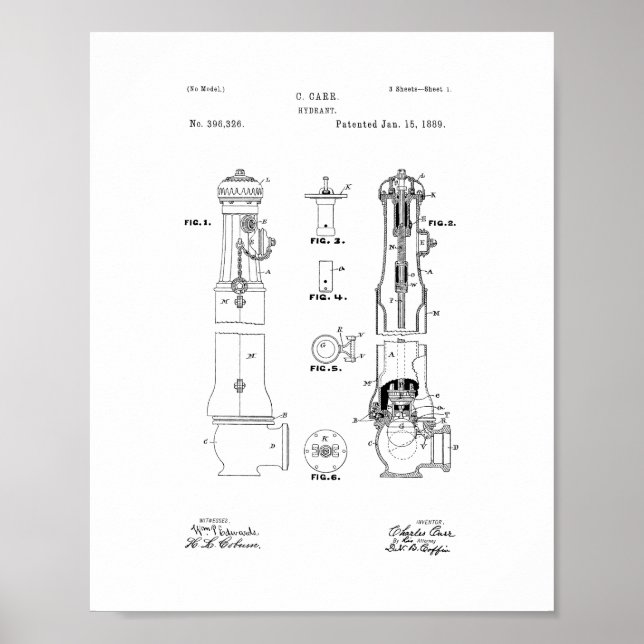 Fire Hydrant Patent Poster (Front)