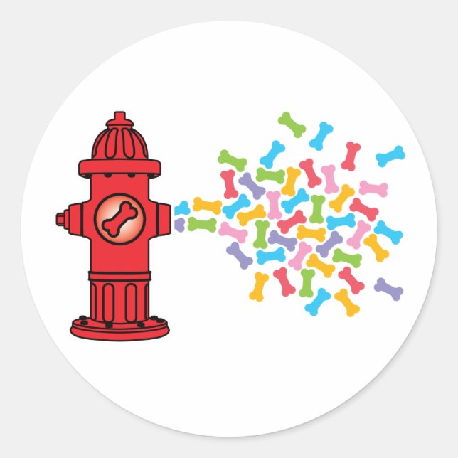 Fire Hydrant with Dog Bones Classic Round Sticker (Front)