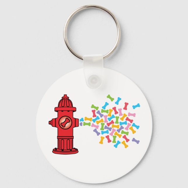 Fire Hydrant with Dog Bones Keychain (Front)
