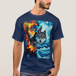 Fire & Ice - Eagle & Wolf T-Shirt
