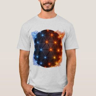 Fire & Ice Energy Sphere – Geometric Light Grid El T-Shirt