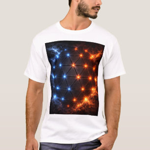 Fire & Ice Energy Sphere – Geometric Light Grid El T-Shirt