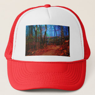 Fire & Ice Forest Oil Painting Gifts Apparel Trucker Hat