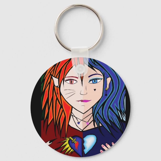 Fire Ice girl animates Keychain (Front)