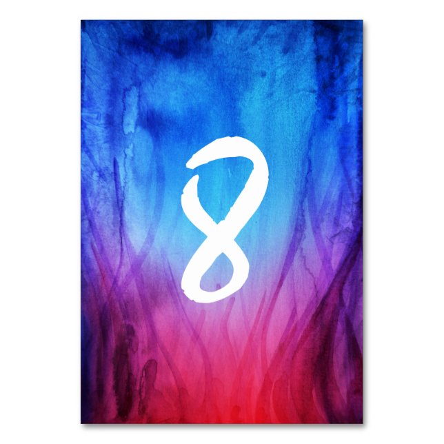 Fire & Ice Table Numbers | Blue Red Purple Flames (Front)