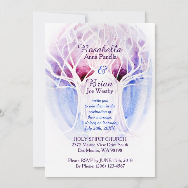 Fire & Ice Wedding Invitations - Crystal Tree (Front)