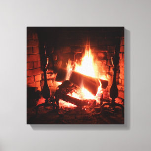 Fire in the Fireplace Canvas Print