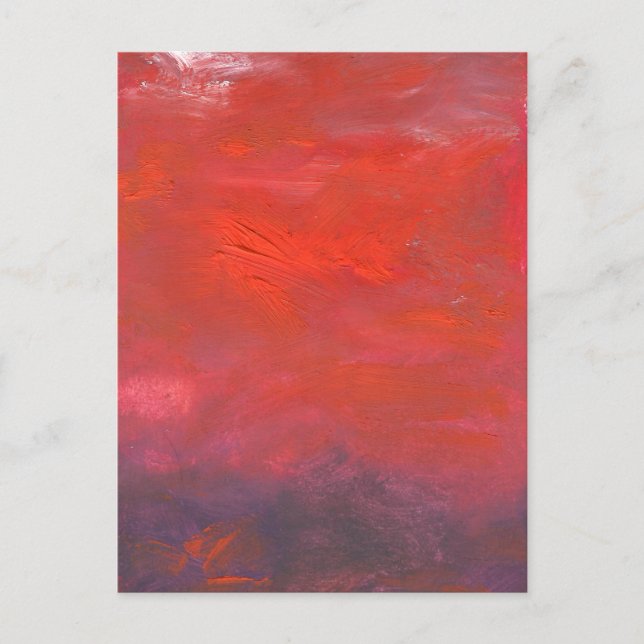 Fire in the Sky Purple and Red Abstract Landscape Postcard (Front)