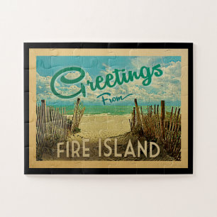Fire Island Beach Vintage Travel Jigsaw Puzzle