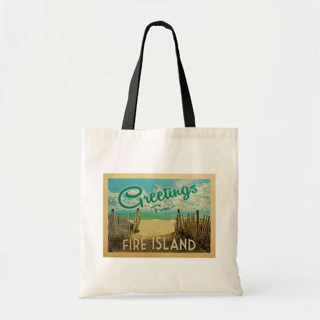 Fire Island Beach Vintage Travel Tote Bag (Front)
