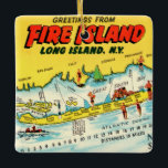 Fire Island Colourful Map Ornament<br><div class="desc">A wonderful vintage postcard map of Fire Island repurposed!</div>
