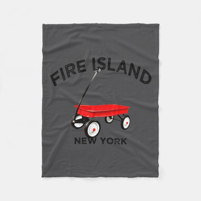 Fire Island Large Version Red Wagon Long Island Ny Fleece Blanket (Front)