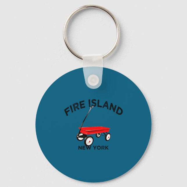 Fire Island Large Version Red Wagon Long Island Ny Keychain (Front)